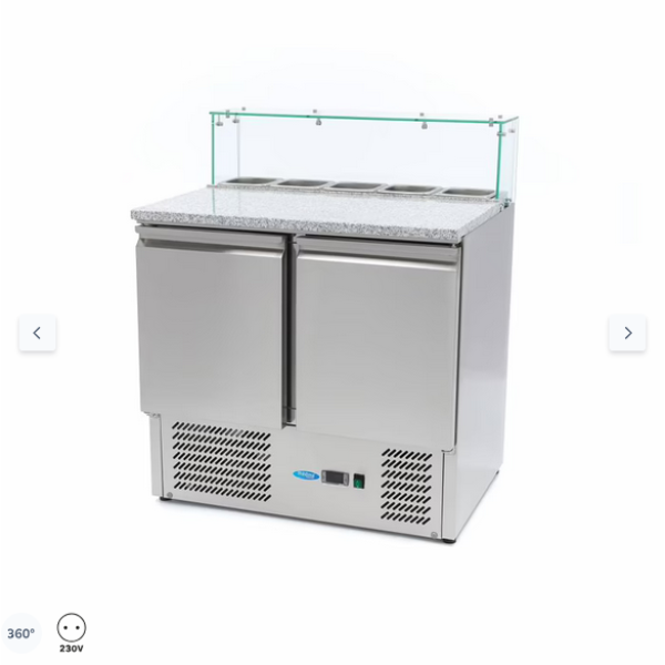  Ψυγείο προετοιμασίας πίτσας 2 πόρτες - 90cm - 285L - με γυάλινο κάλυμμα